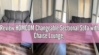 Review HOMCOM Changeable Sectional Sofa with Chaise Lounge, Modern 4-Seater Couch with Pillows, Wood