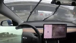 Tesla Nav on Autopilot in the Rain