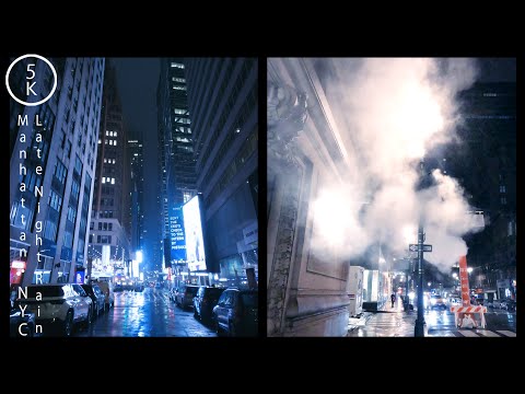 NYC Late-Night Rainfall - Manhattan, New York 5K - Vertical Video
