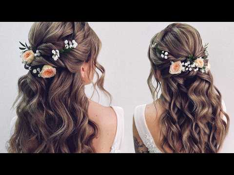 From Bridesmaid to BRIDE Half Up Half Down Hairstyle with flowers