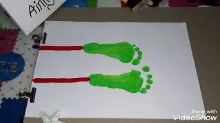 Mistletoe foot print Art || kids Christmas activity||