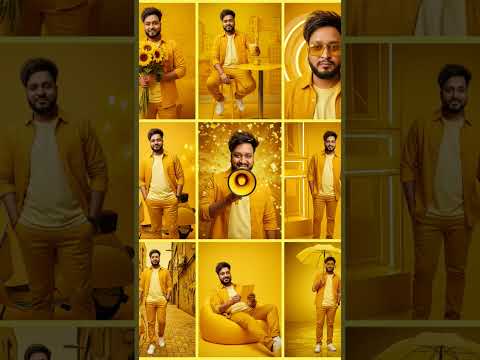 A collage of 9 editorial-style photos featuring the male character from the