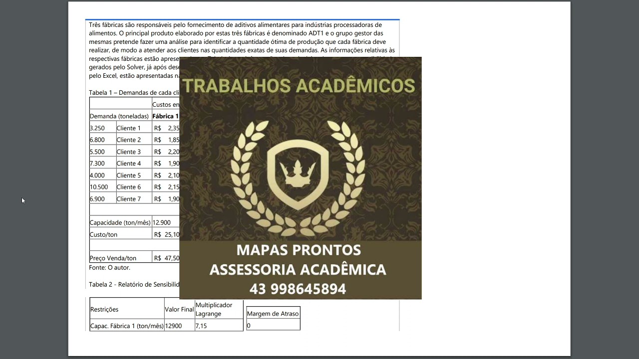 ATIVIDADE 3 - PESQUISA OPERACIONAL