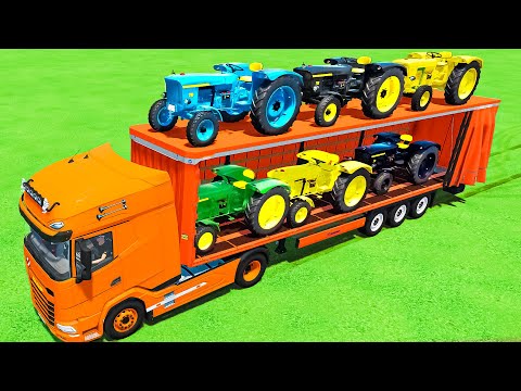 TRANSPORT OF COLORS ! MINI JOHN DEERE TRACTORS TRANSPORTING WITH DAF TRUCK ! Farming Simulator 22
