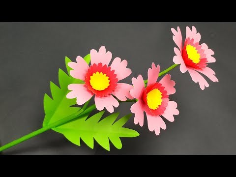 Craft Idea: How to Make Stick Flower Idea with Paper | Flower with Paper | Jarine's Crafty Creation