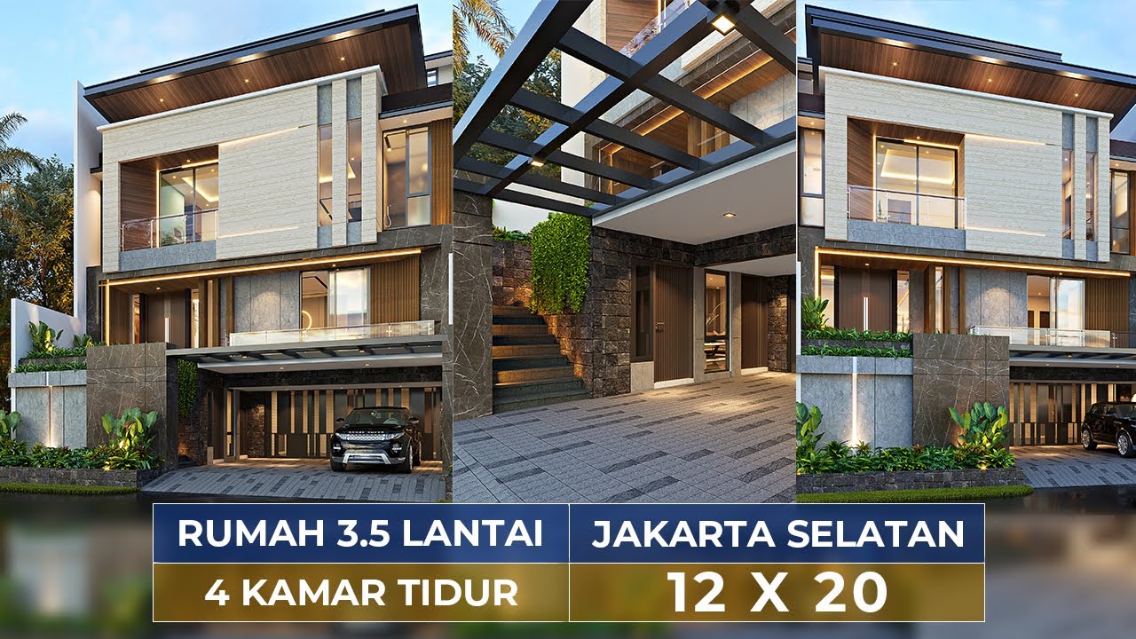 Video 3D Desain Rumah Modern 3.5 Lantai Ibu KRM 1368 - Jakarta Selatan