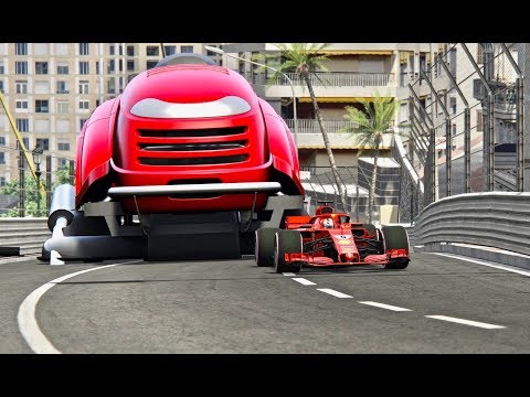 Ferrari F1 2018 vs Giant Lawn Mower - Monaco
