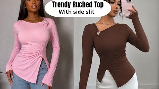 How to Cut and Sew an Asymmetrical Ruched Top | Beginner 