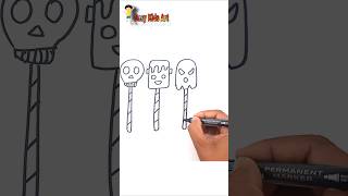 🎃 Easy Halloween Lollipop Drawing for Kids 🍭 #shorts #halloweenart #lollipop #drawingtutorial