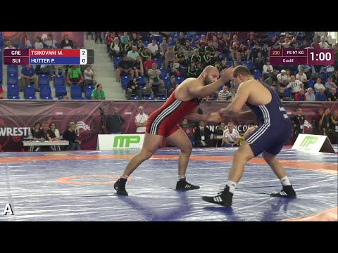 Qual. FS - 97 kg: M. TSIKOVANI (GRE) df. P. HUTTER (SUI), 8-0