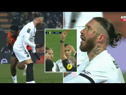Sergio Ramos RED CARD in PSG vs Lorient 1-1 | Ligue 1