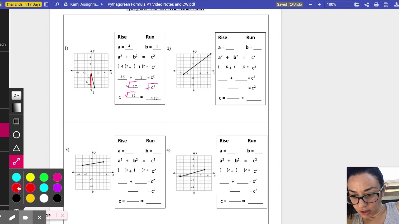 Pythagorean Formula P1 Video Notes and CW pdf