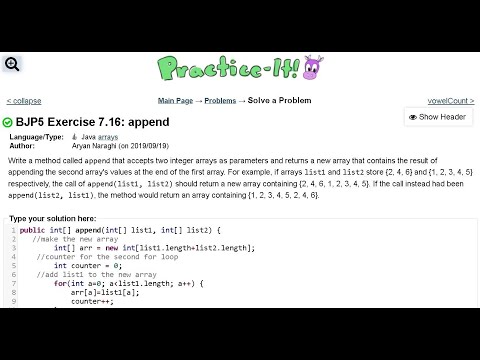 Java Practice It Exercise 7 16 Append Arrays Syntax Array Basics Condition