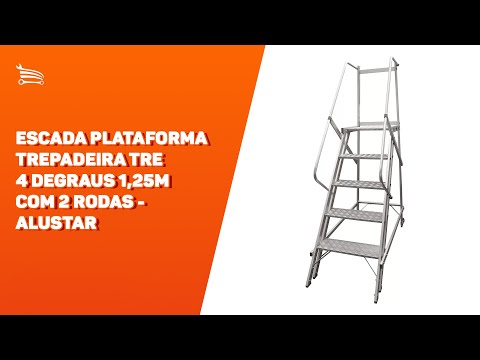 Escada Plataforma Trepadeira 2,00m 7 Degraus com 2 Rodas Traseiras - Video