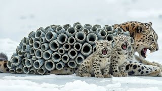 Incredible Courage 🏔️ Snow Leopard Cubs Saves their Mother | Animal Angels