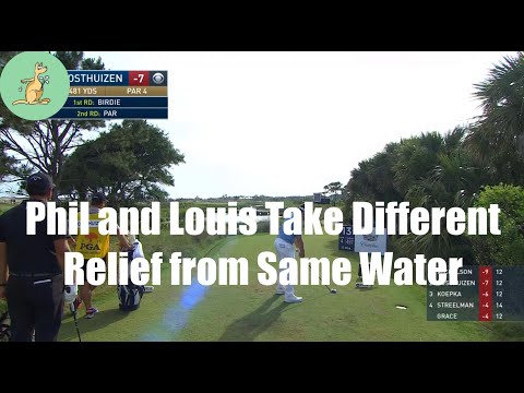 Phil Mickelson & Louis Oosthuizen Drop it Differently From Same Penalty Area - Golf Rules Explained