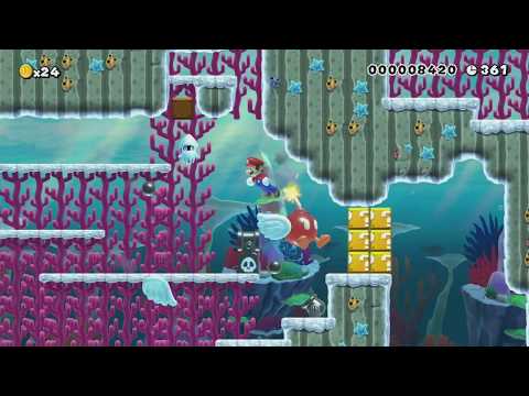 Undersea Bob-omb Caverns by Buckaroo - Super Mario Maker - No Commentary 1bk