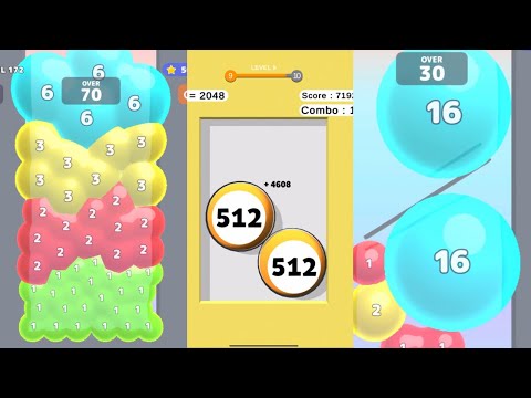 2048 | [ Goal Done - 512 ] Surround and Merge vs Level  166 - Melty Bubble healing puzzle gameplay