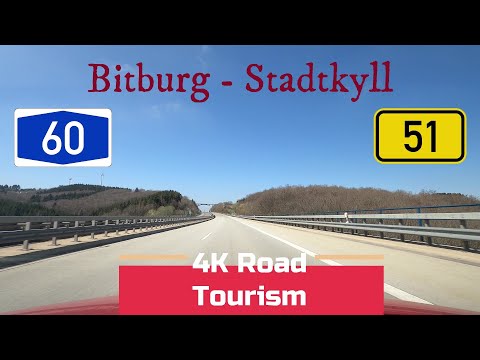 Driving Germany: A60 & B51 Bitburg - Stadtkyll - 4k scenic drive through Eifel