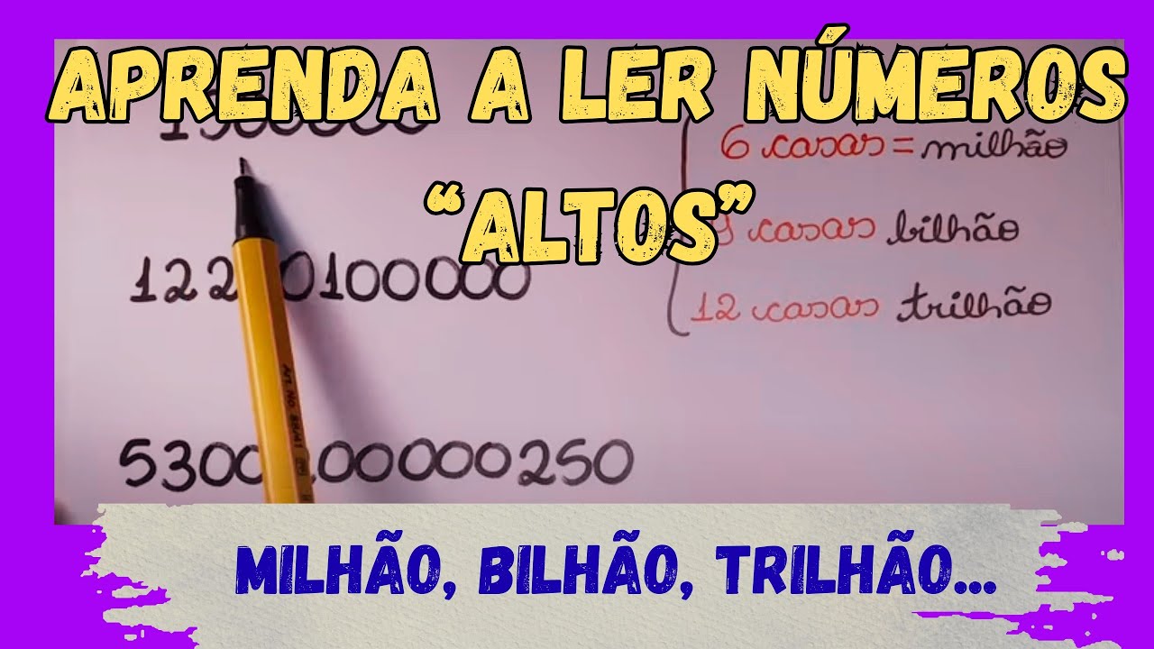 Como se lê números "altos" BILHÃO, MILHÃO, TRILHÃO