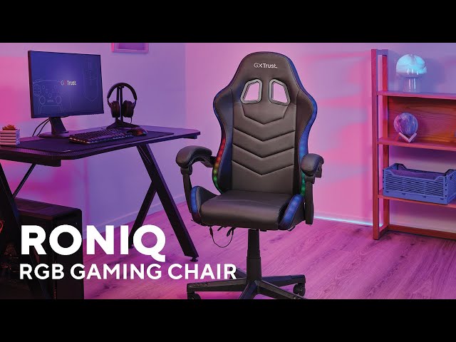 Chaise gaming Trust GXT704 RONIQ RGB, dossier réglable, 110 kg, éclairage LED video