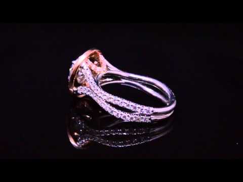 Natural Halo Cluster Pave Split Shank Two Toned Diamond Engagement Ring