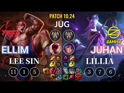 T1 Ellim Lee Sin vs OZ Juhan Lillia Jungle - KR Patch 10.24