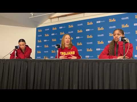 USC's Lindsay Gottlieb, Jazzy Davidson, and Kara Dunn postgame press conference after loss vs UCLA