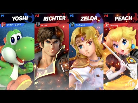 Super Smash Bros Ultimate Yoshi and Zelda vs Richter and Peach