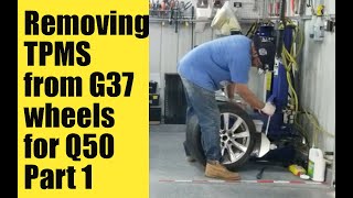 Removing TPMS Sensor off STOCK G37 18 inch Anniversary Wheels | Infiniti Upgrades | Part 1