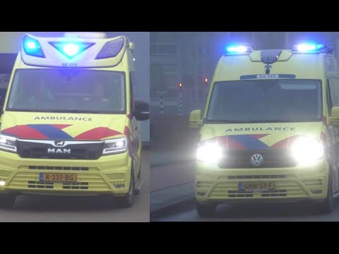 Meerde Ambulance voertuigen met spoed door Leeuwarden