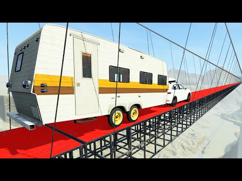 Long Suspension bridge Testing - Tourist camper - BeamNG Drive | CrashTherapy