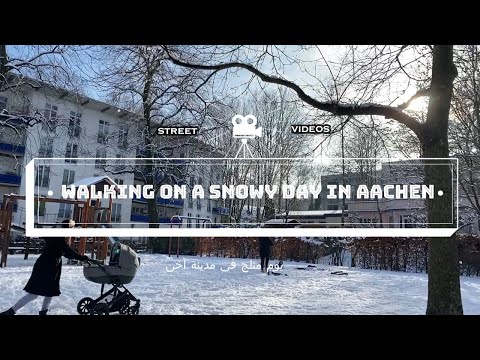 Aachen Walking Tour 2021 - Germany 4k 60fps - Winter Walk in the Snow