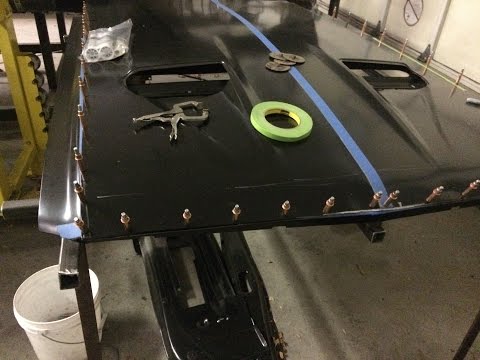 Two Hoods Make One - Custom 67 Mustang hood with NASA scoops.