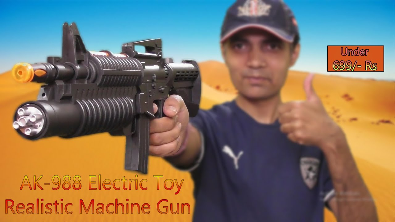 AK-988 Realistic M-14 Pubg Battle Electric Toy Machine Gun with Light, Sound & recoiling action unbox review| best toy for kids