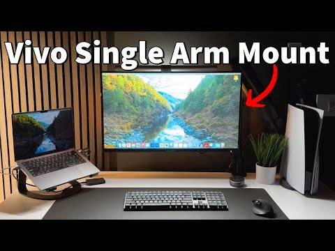 VIVO Single 13 to 38 inch Ultrawide Monitor Arm Desk Mount, Regular Screens up to 32 inches, 22 lbs capacity, Fully Adjustable Stand with C-Clamp and Grommet Base, Black, STAND-V001 video review thumbnail