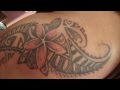allison's poly tribal freehand honu turtle plumeria tattoo