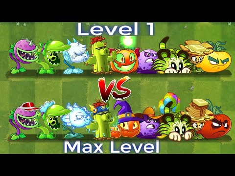 PvZ 2 Discovery - Difference All Plants Level 1 vs Max Level