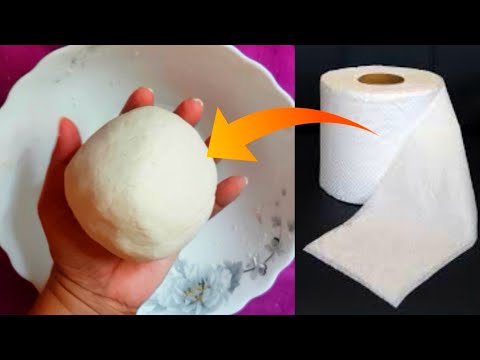 How to make tissue paper clay🌼 DIY: paper mache clay toilet tissue paper clay recipe tutorial video