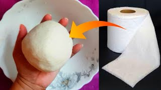 How to make tissue paper clay🌼 DIY: paper mache clay toilet tissue paper clay recipe tutorial video