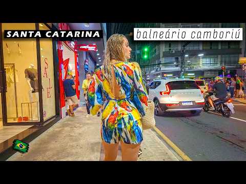 Walking through the Nightlife of BALNEÁRIO CAMBORIÚ — Santa Catarina, Brazil 【 4K UHD 】