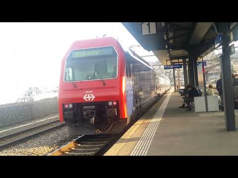 S25 Line Train Towards Linthal, Wädenswil Station (01-15-2019) - Zürich, Switzerland
