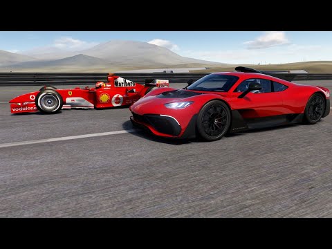 Mercedes-Benz AMG One vs F1 Ferrari F2004 Michael Schumacher at Special Stage Route X