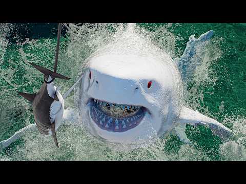 Could Megalodon shark Albino look exactly like this? Fight vs All marine reptiles | JWE 2 Mods