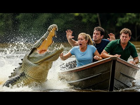 ¡Qué miedo! 😱 ¡Casi muero después de que un cocodrilo gigante atacara nuestro barco!
