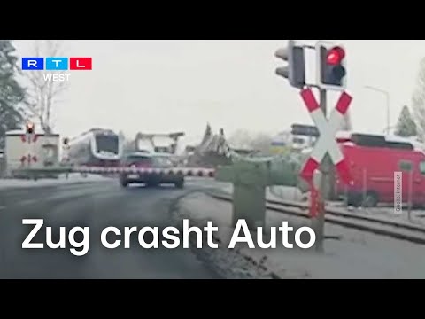 Zug kracht in Auto – Dashcam-Video zeigt den Unfall | RTL WEST