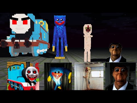 Monster school : HORROR CHALLENGE THOMAS TRAIN,HUGGY WUGGY,SCP-173,OBUNGA