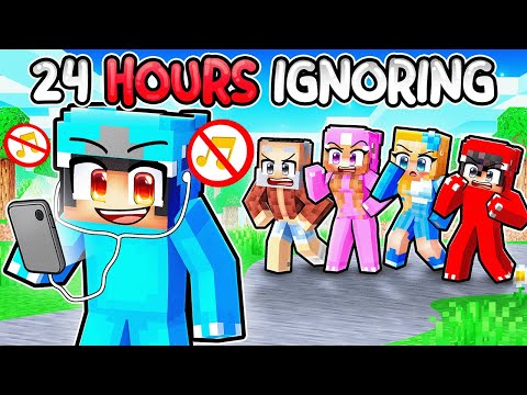 Ignoring MY FRIENDS For 24 Hours On Minecraft!