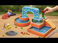 DIY Mini Tractor Builds An Aquarium With A Transparent Water Pipe Science Project