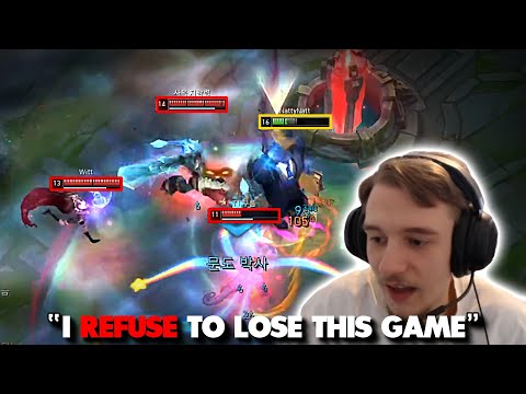 Challenger Korean games Natty had to legitimately 1v9 to win.